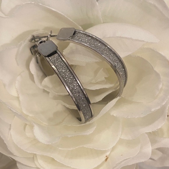 Dillard's Silver Hoop Earrings for Sensitive Skin - Picture 6 of 7